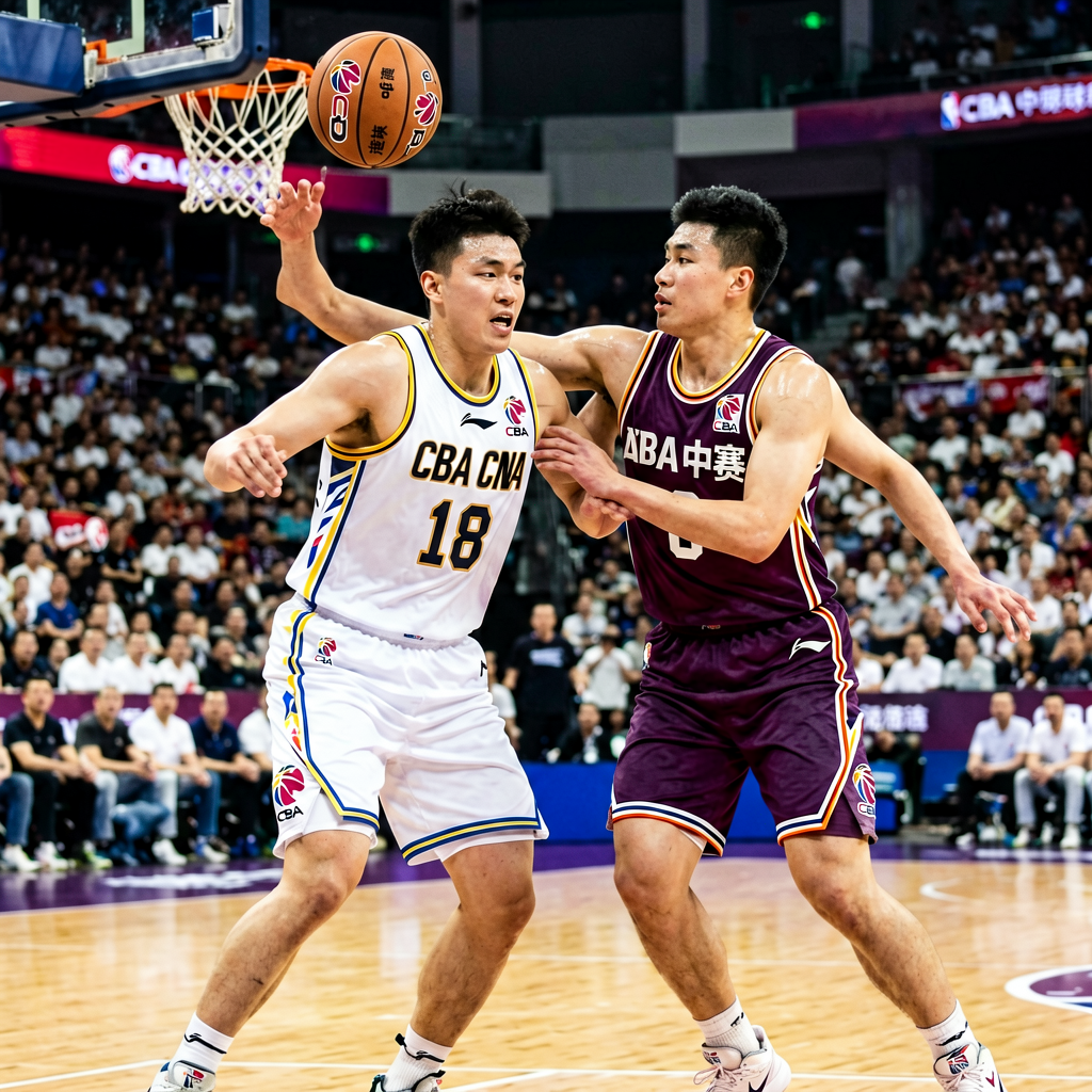CBA中国男子篮球职业联赛比赛瞬间，球员激烈对抗